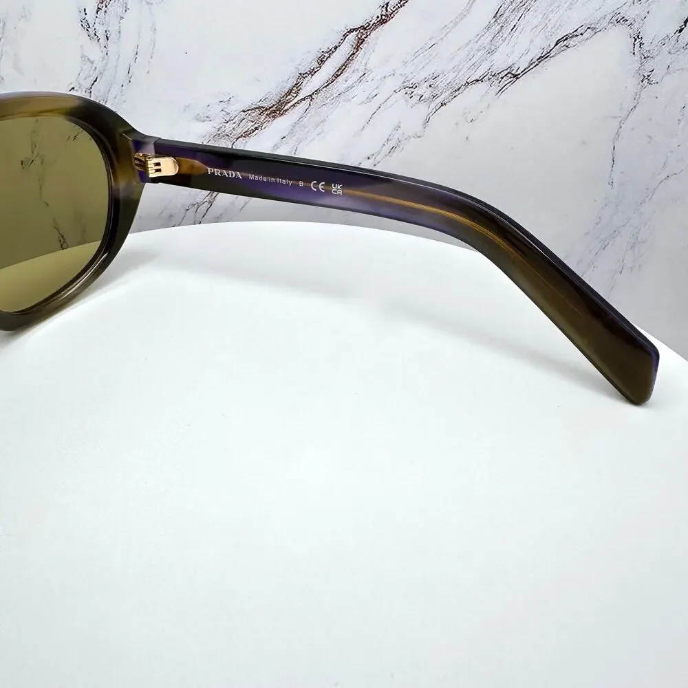 SUNNIES New PRADA Sunglasses Brown Striped Laguna Aviator Shield Mask New - Picture 13 of 16